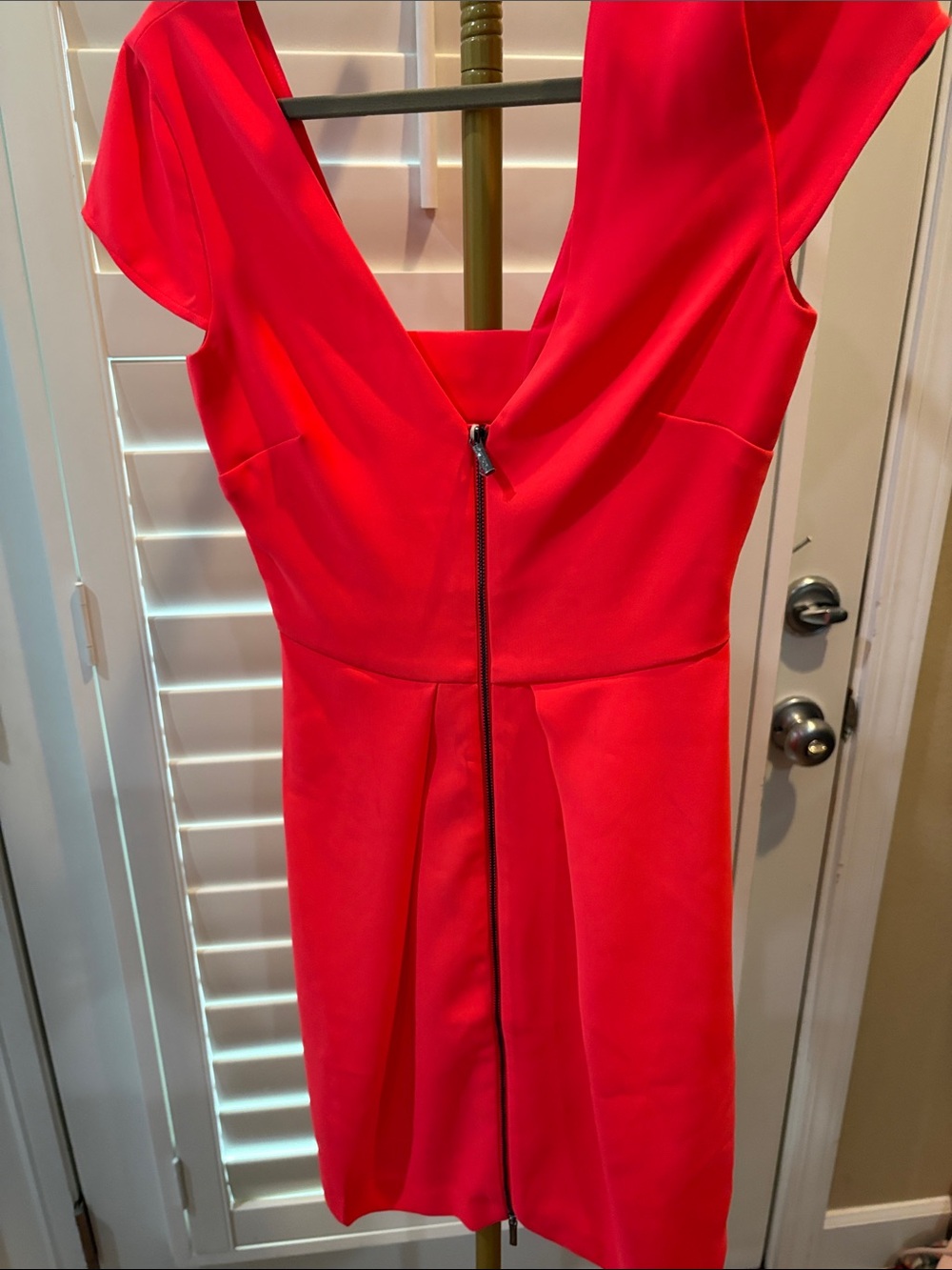 A/X Armani Exchange Vibrant Flamingo Pink V-Neck Mini Dress